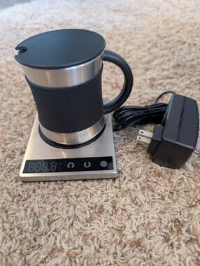 Stainless Steel Electric Mug Warmer with Black Silicone Grip